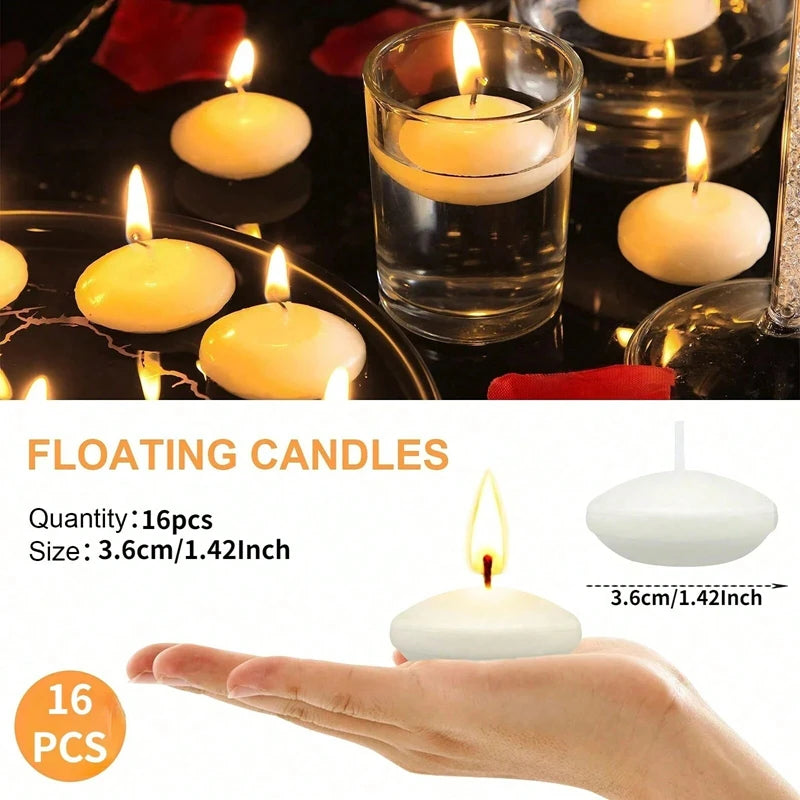 6/10/16Pcs Unscented Floating Discs Candles