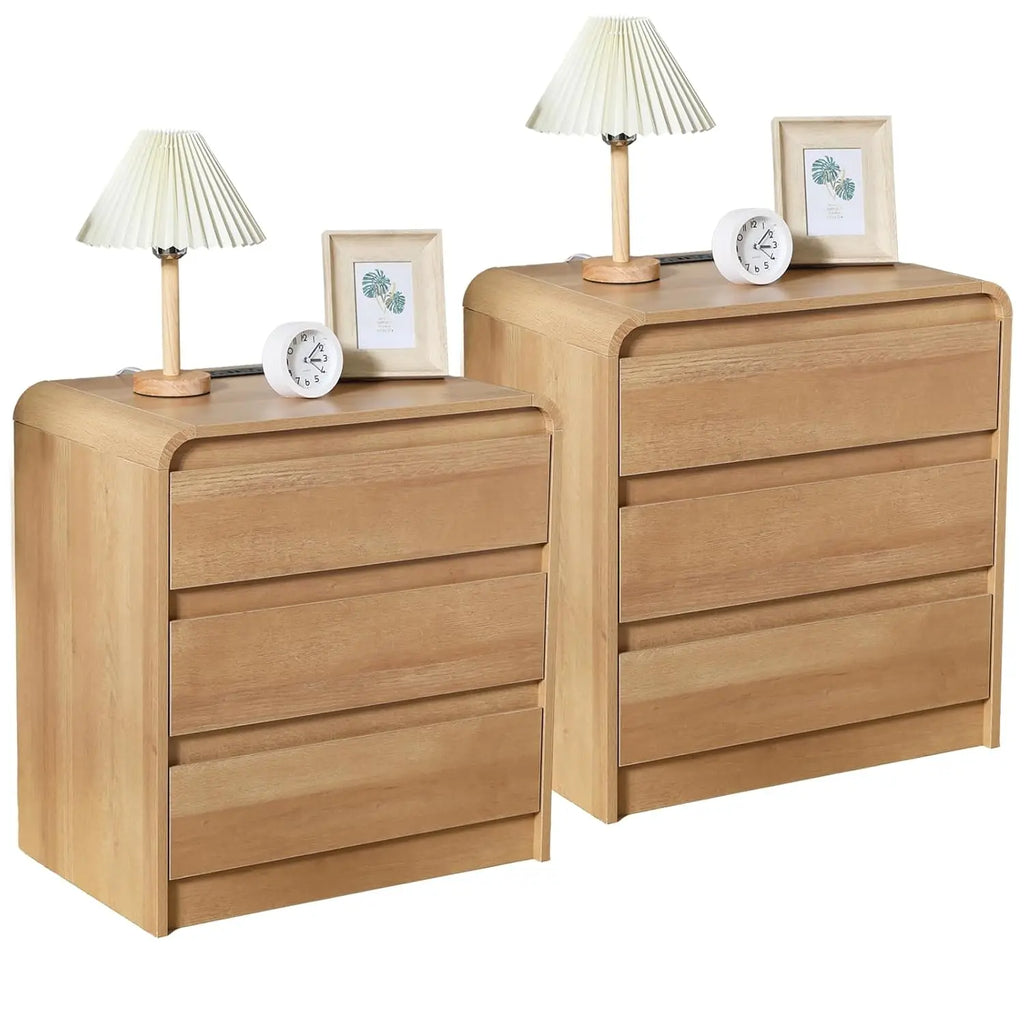 Modern Oak Night Stands with Charging Station