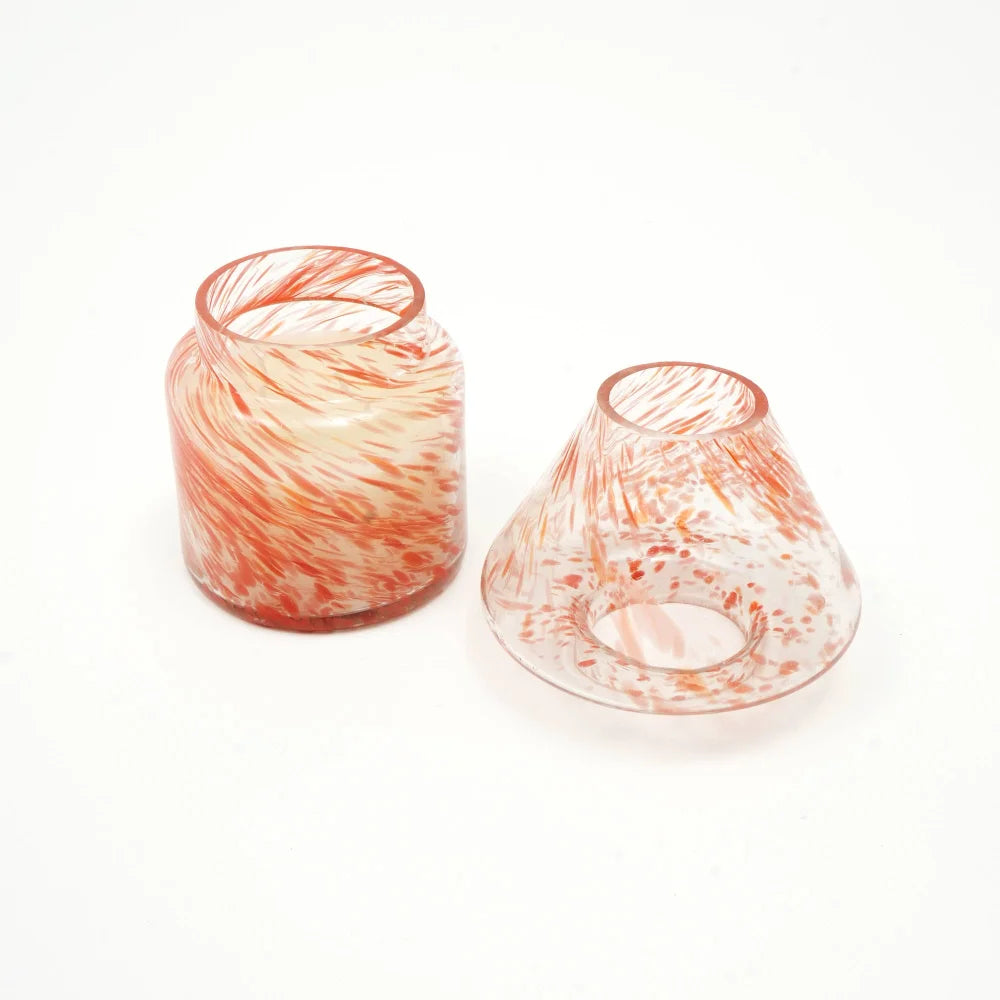 Dreamy orange scented handmade blown glass candle holder
