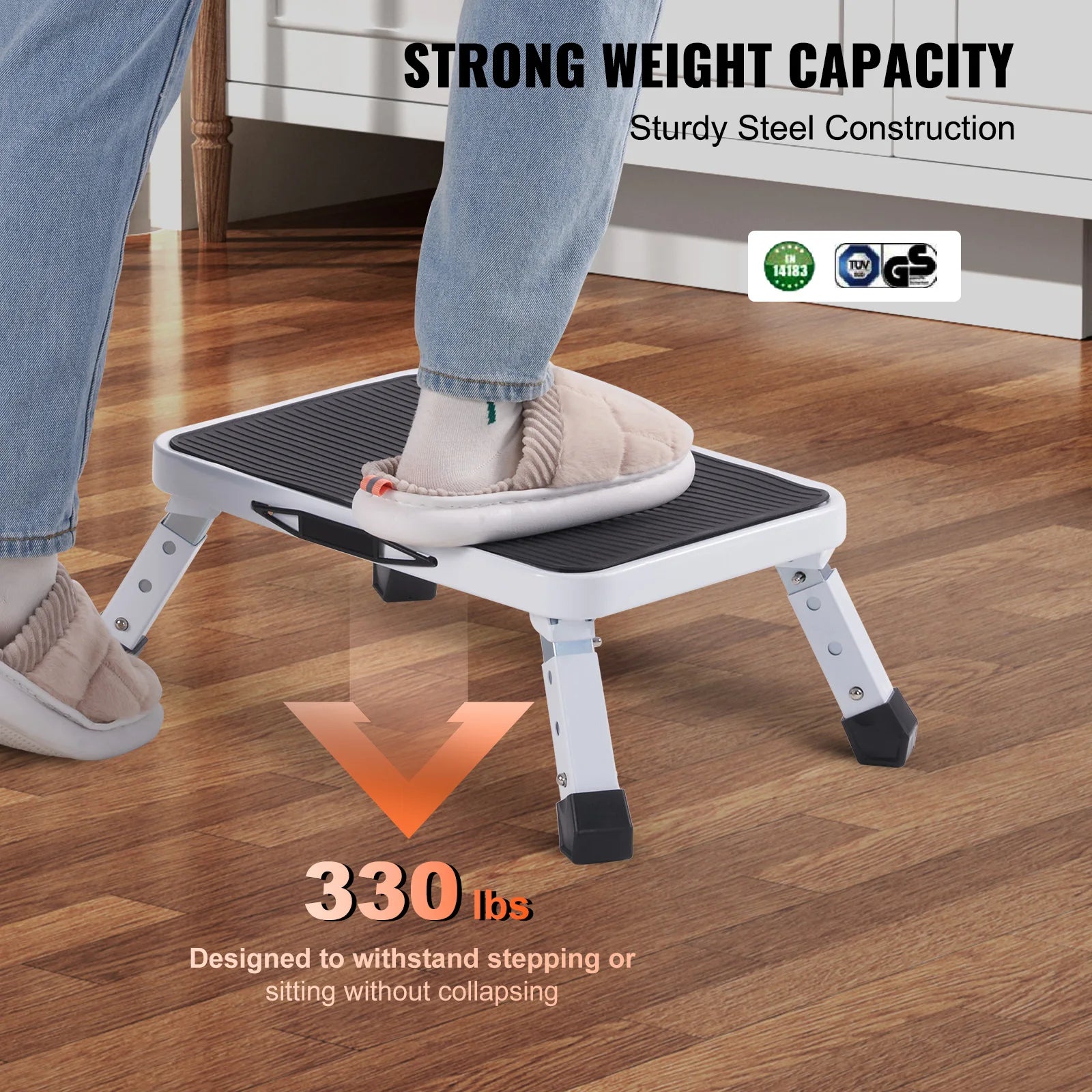 SucceBuy Non Slip Adjustable Height Step Stool
