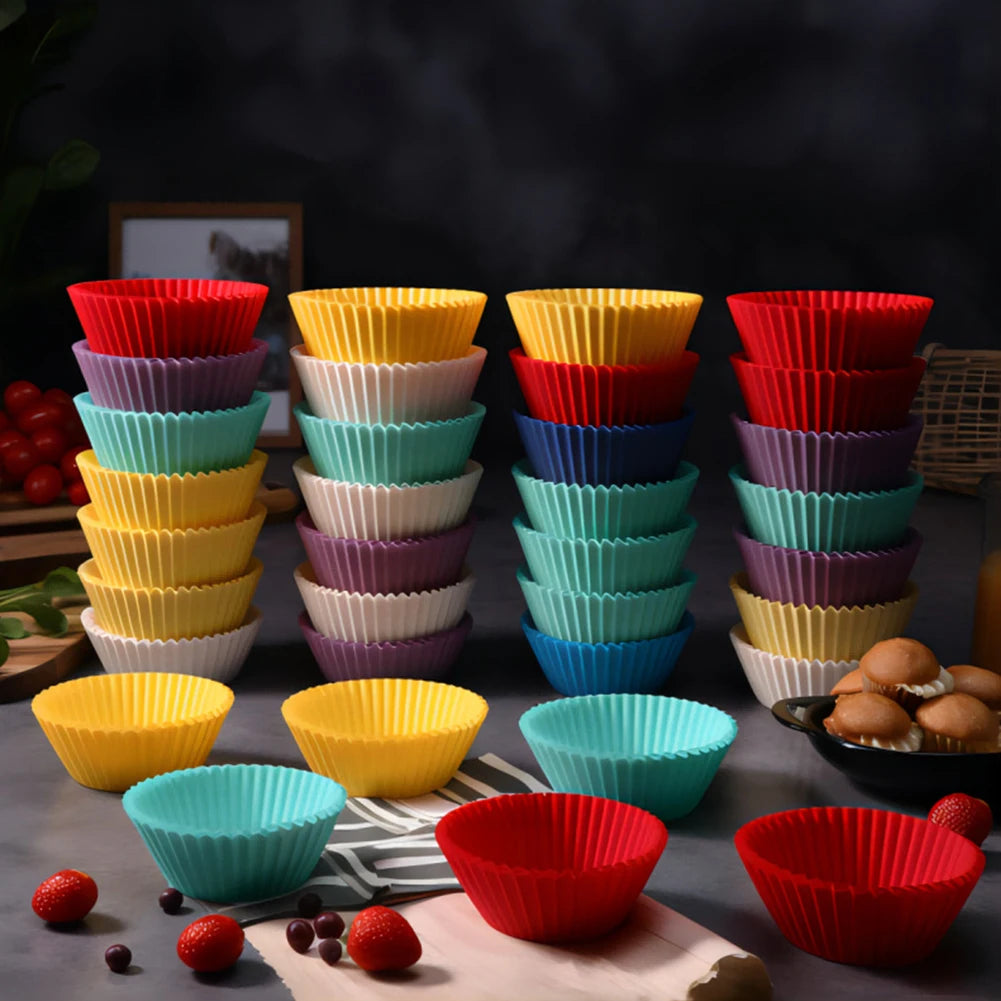 12 Pcs  Reusable Silicone Cupcake/Ramekin Liners