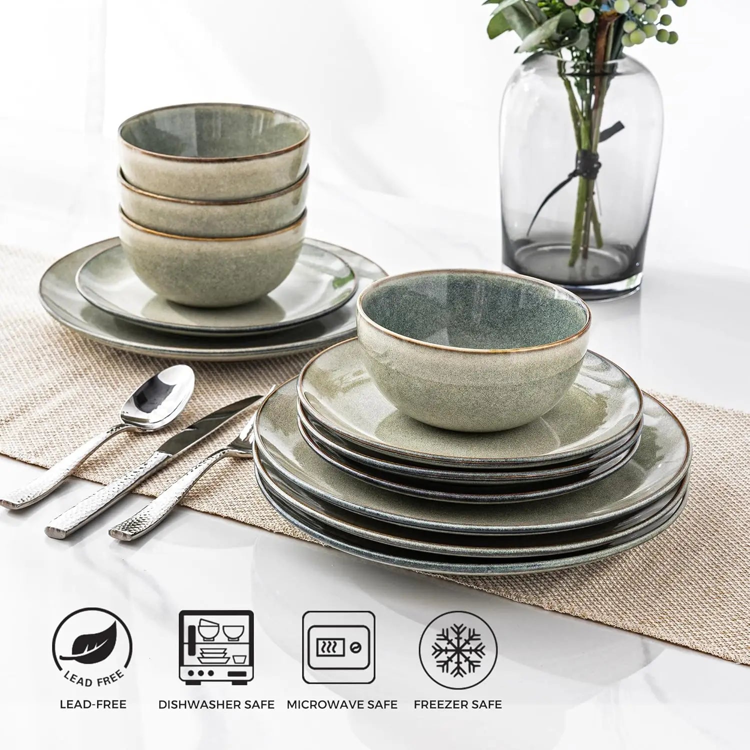 Ceramic Handpainted Dinnerware Sets for 6, Scratch Resistant
