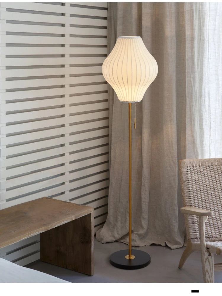 Japanese Minimalist  Floor Lights with Silk Shade