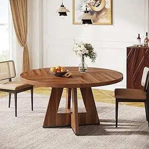 47 Inch Rustic Round Dinner Table for 4