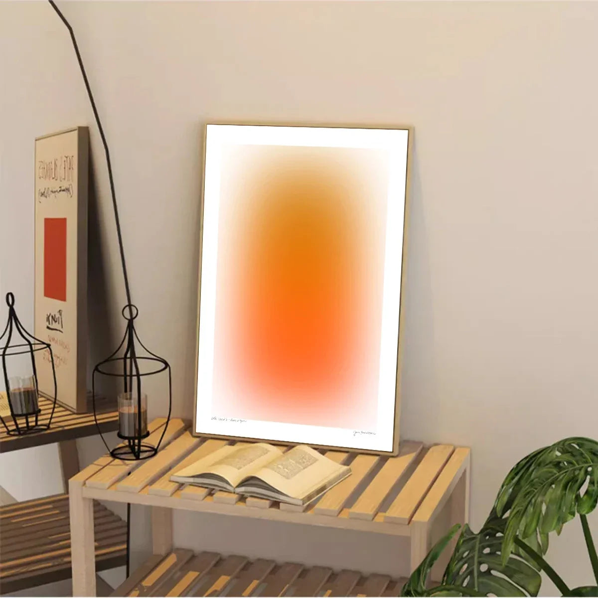 Modern, Minimalist HD Blue Orange Gradient Swoosh  Canvas Print