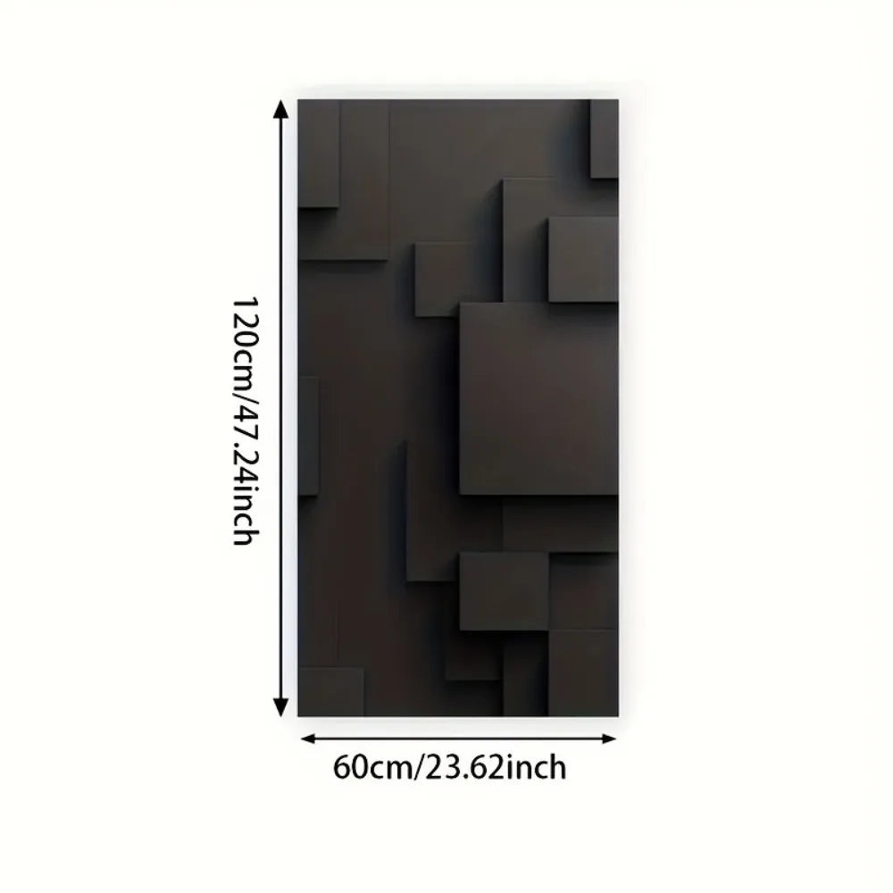 Large  black abstract geometric mural canvas - modern 3D block design,1.5 "thick pine solid wood frame