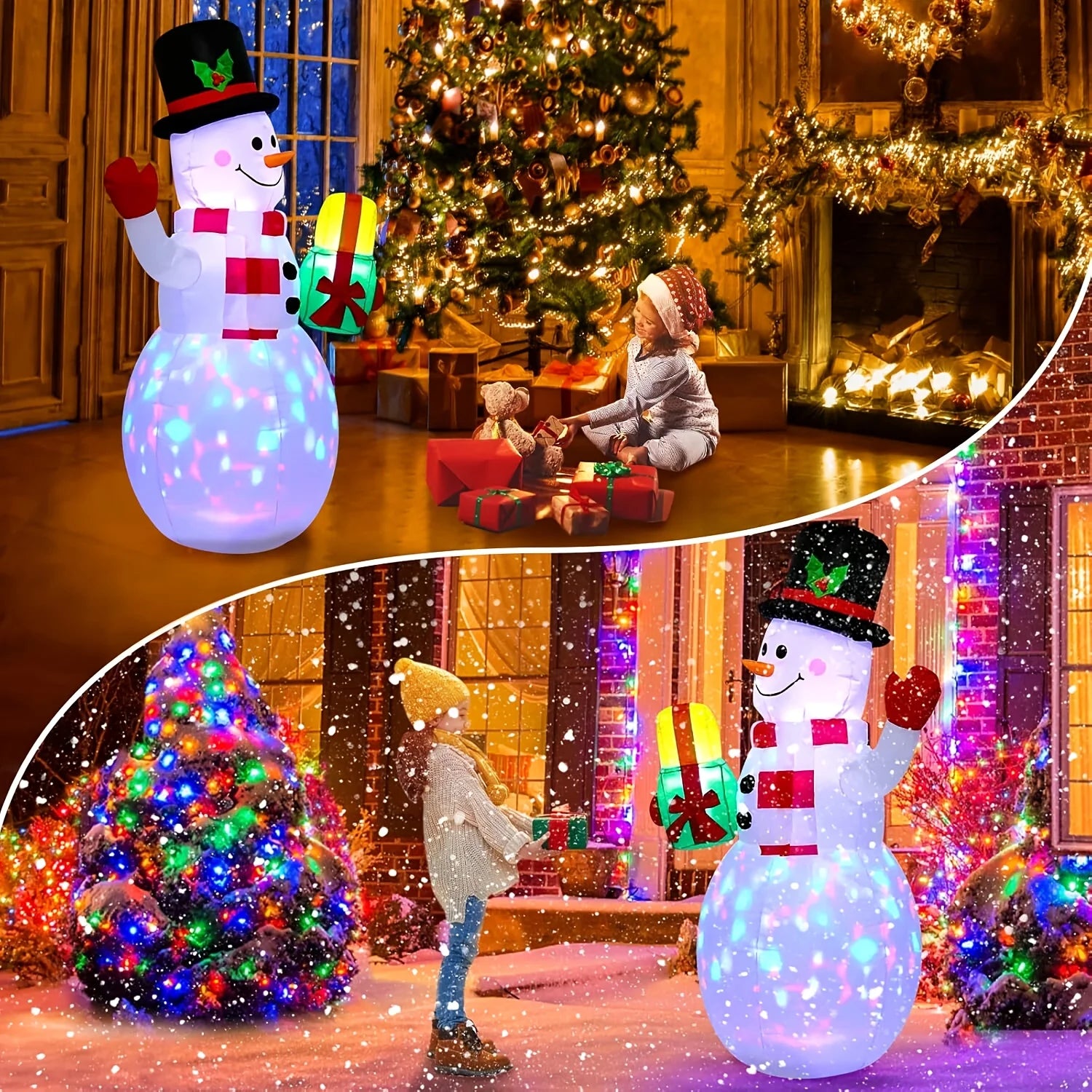 5FT Christmas Inflatable Snowman Built-in LED Light