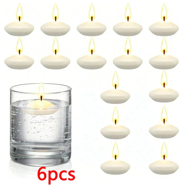 6/10/16Pcs Unscented  Floating Discs Candles
