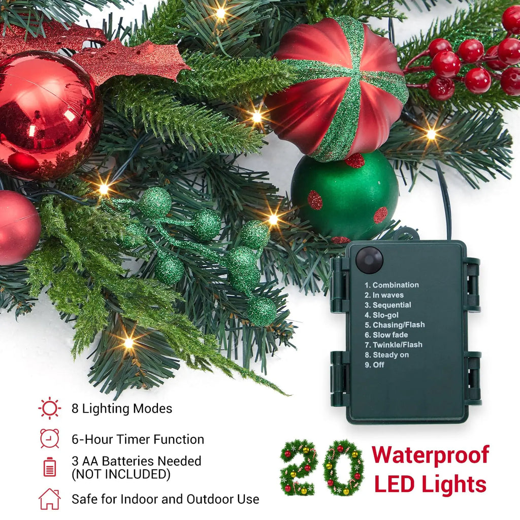 6 Feet Battery Operated Christmas Garland with Lights for Mantle