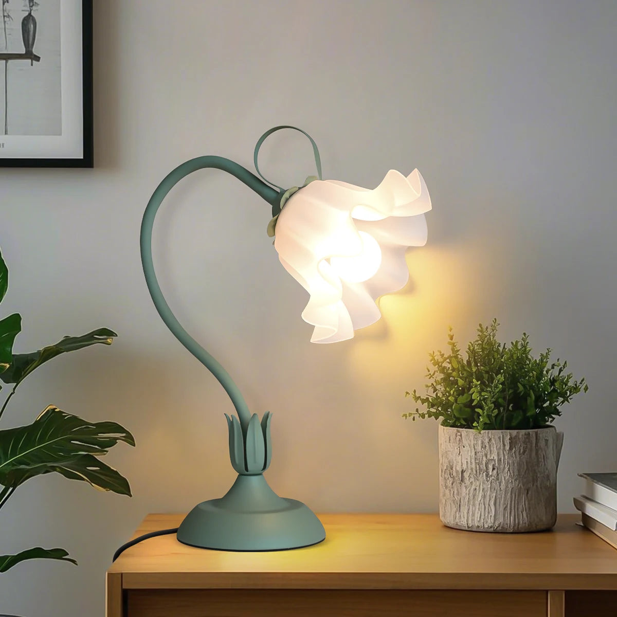 Vintage flower lamp,  (color: green)E26LED lighting, adjustable direction