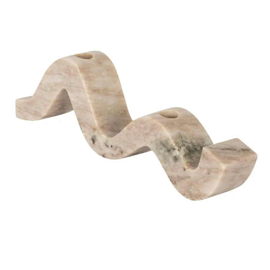 Marble Wave Double Taper Candle Holder, Beige