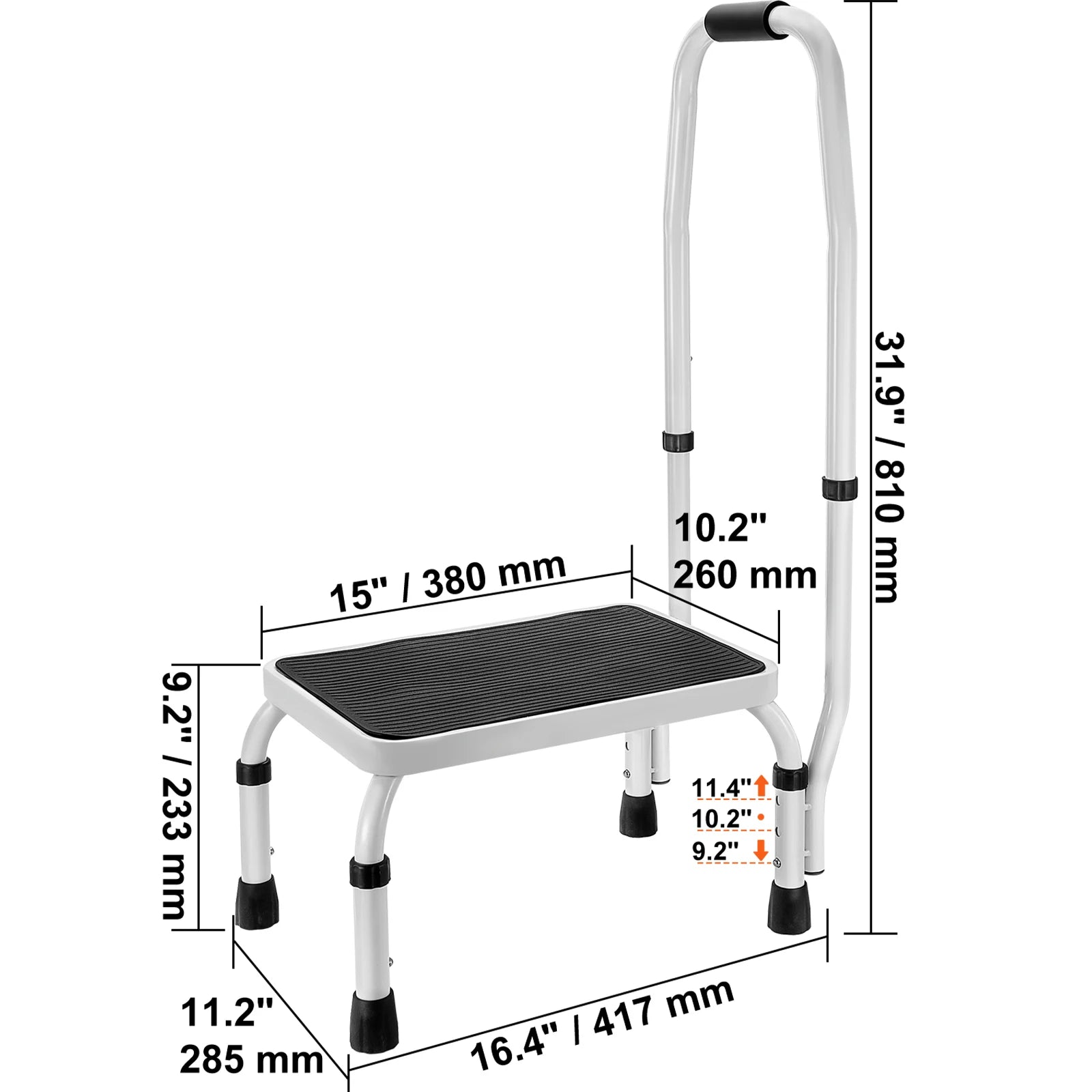 SucceBuy Non Slip Adjustable Height Step Stool