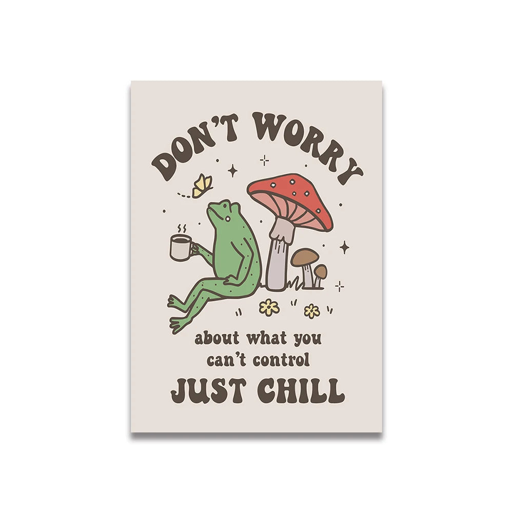 Simplicity Vintage Pink Cartoon Print Canvas Wall Art