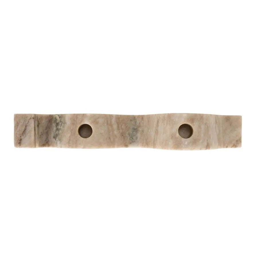 Marble Wave Double Taper Candle Holder, Beige