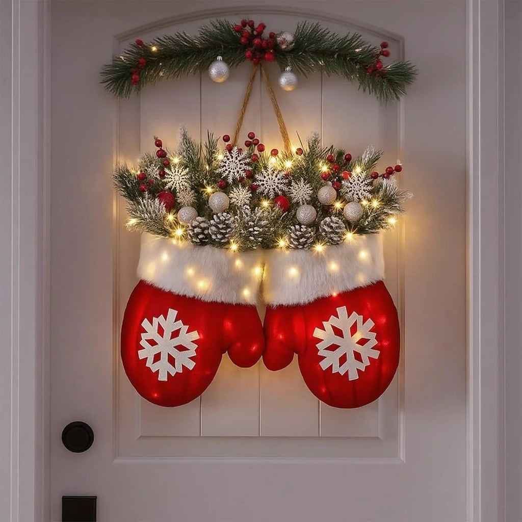 2025 Christmas Garland Creative Glove Shaped Flower Wreath