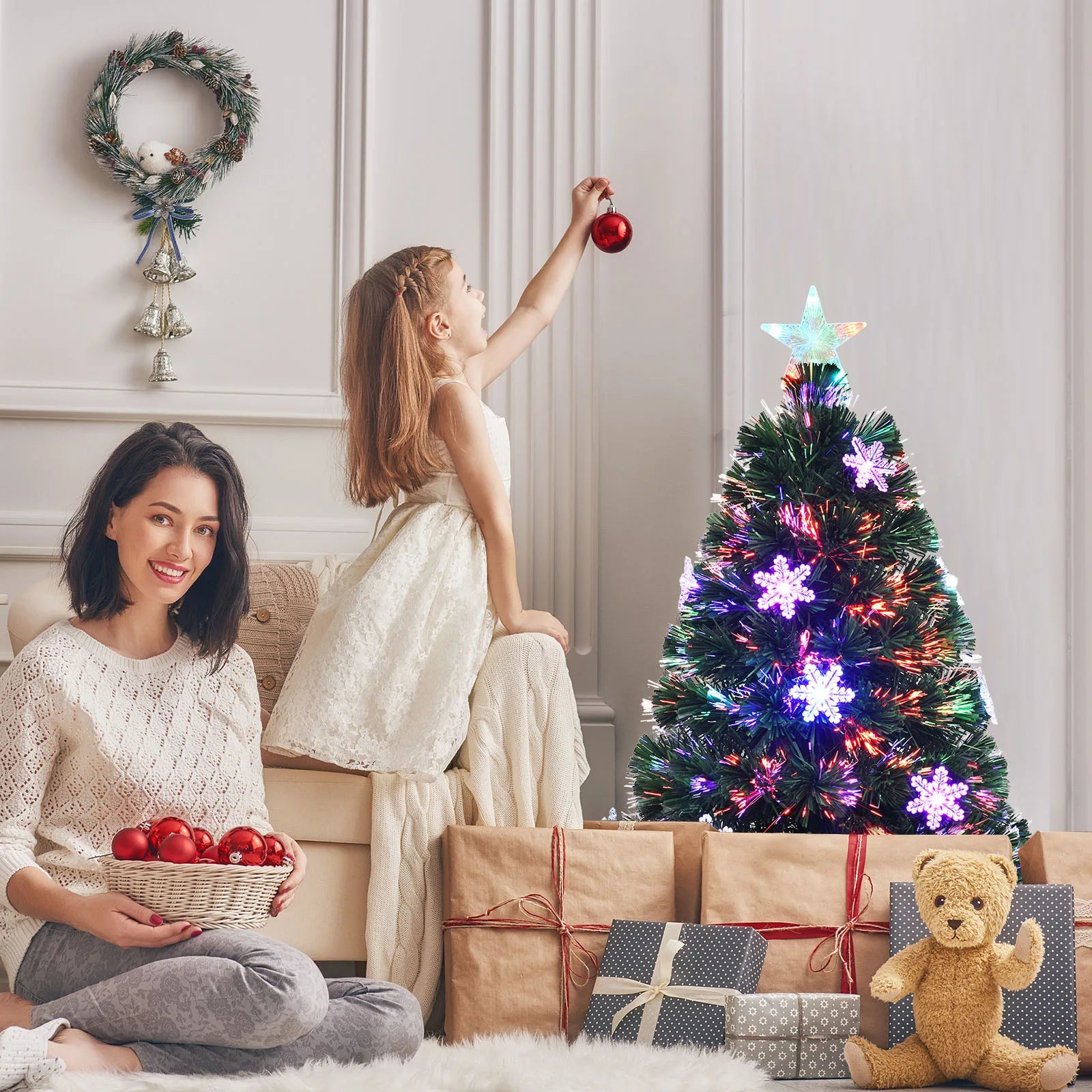 3/ 4/ 5/ 6 FT Fiber Optic Artificial Pre-Lit Christmas Tree