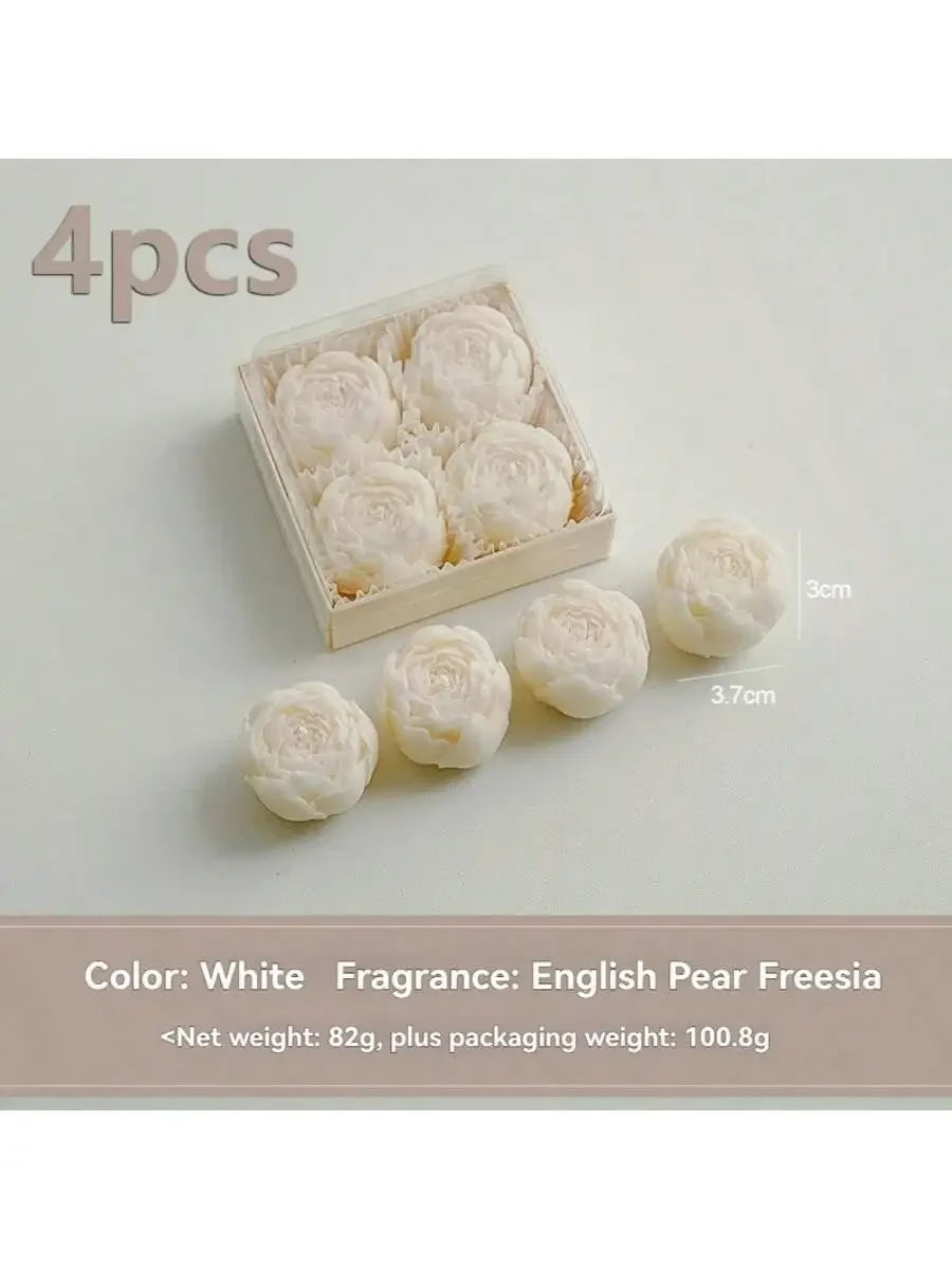 Rose Flower Shaped  Smokeless Soy Wax Candle Set of 4 Gift Box,