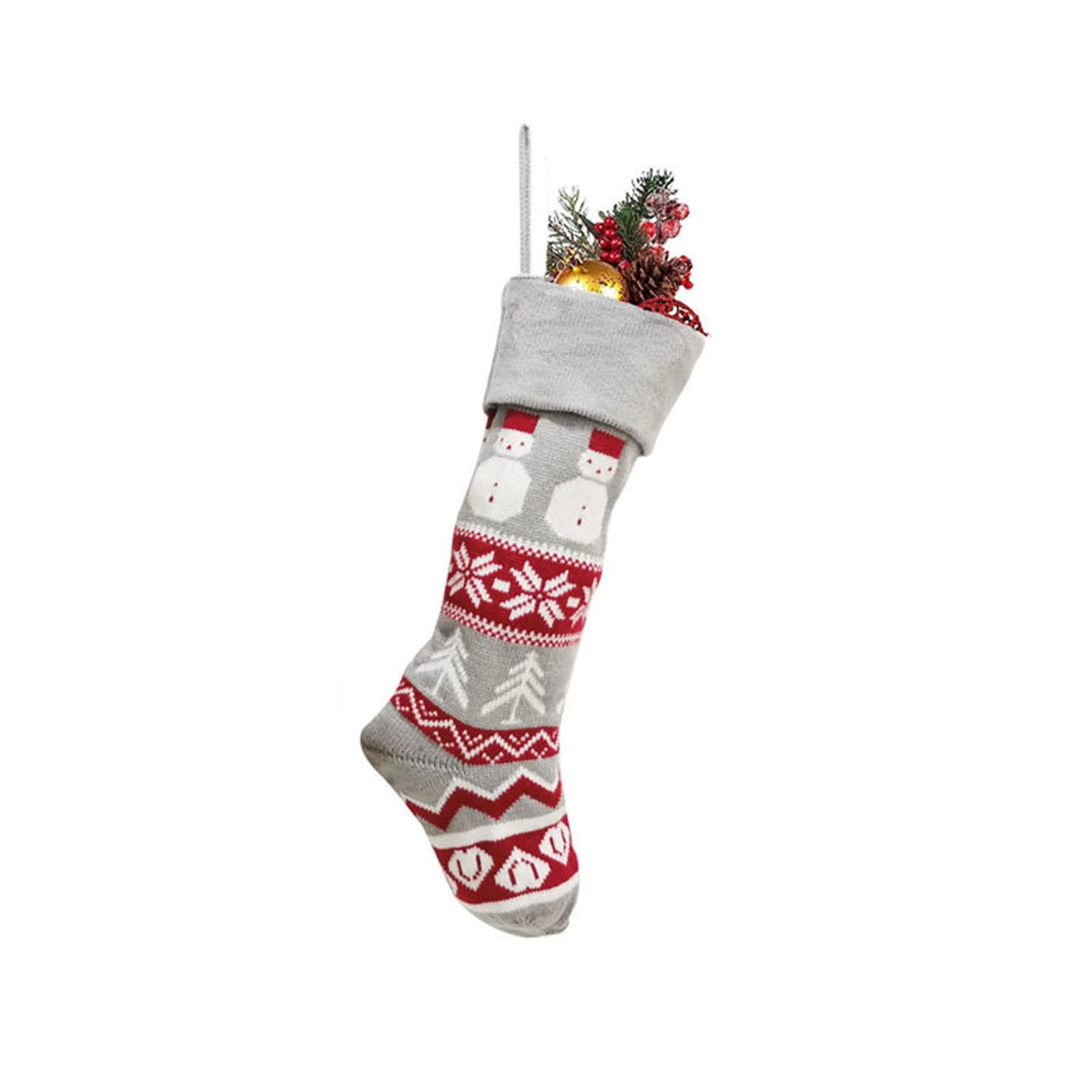 Christmas Decorations Wool Socks Red And Gray Elk Knitted Socks/ Children's Gift Bags