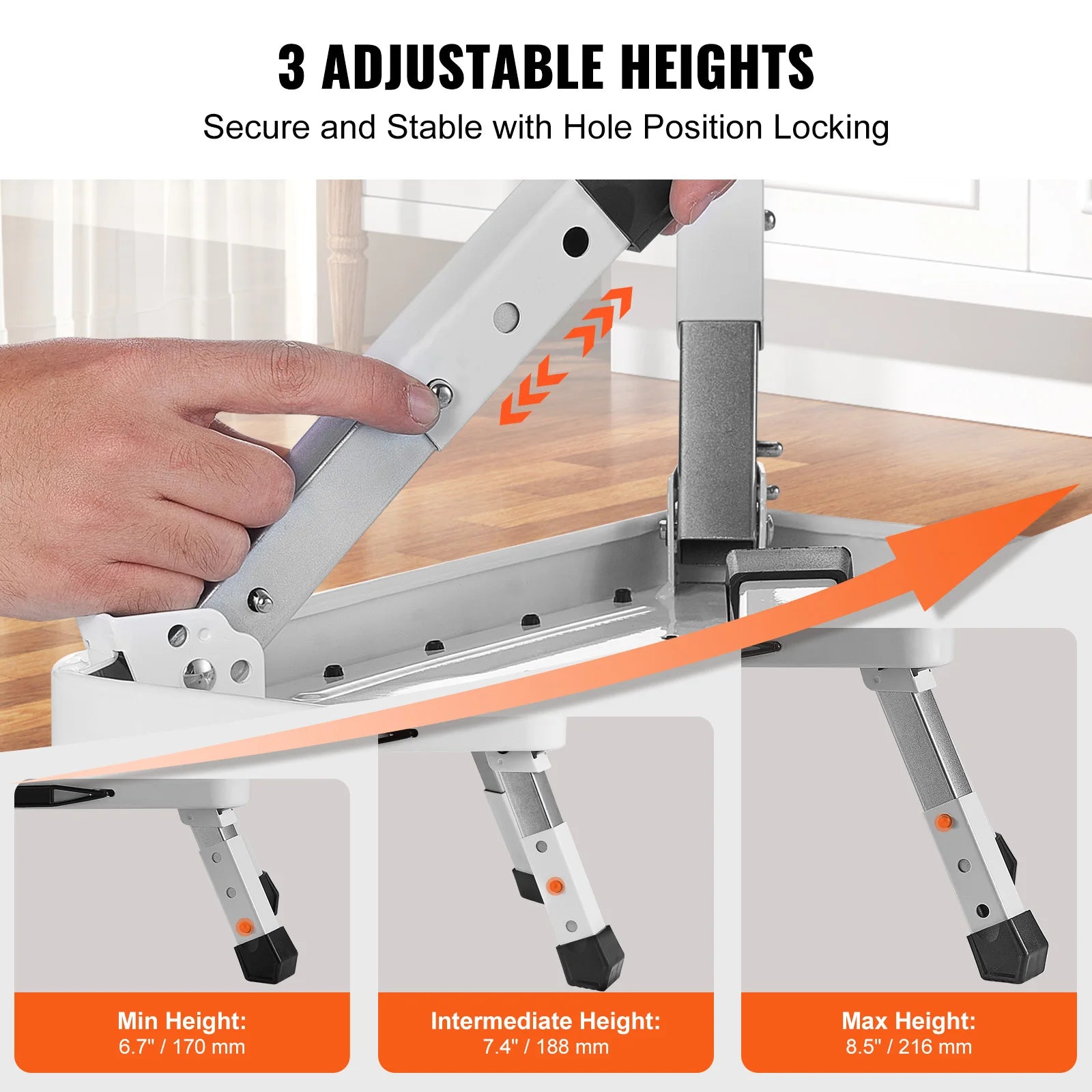 SucceBuy Non Slip Adjustable Height Step Stool
