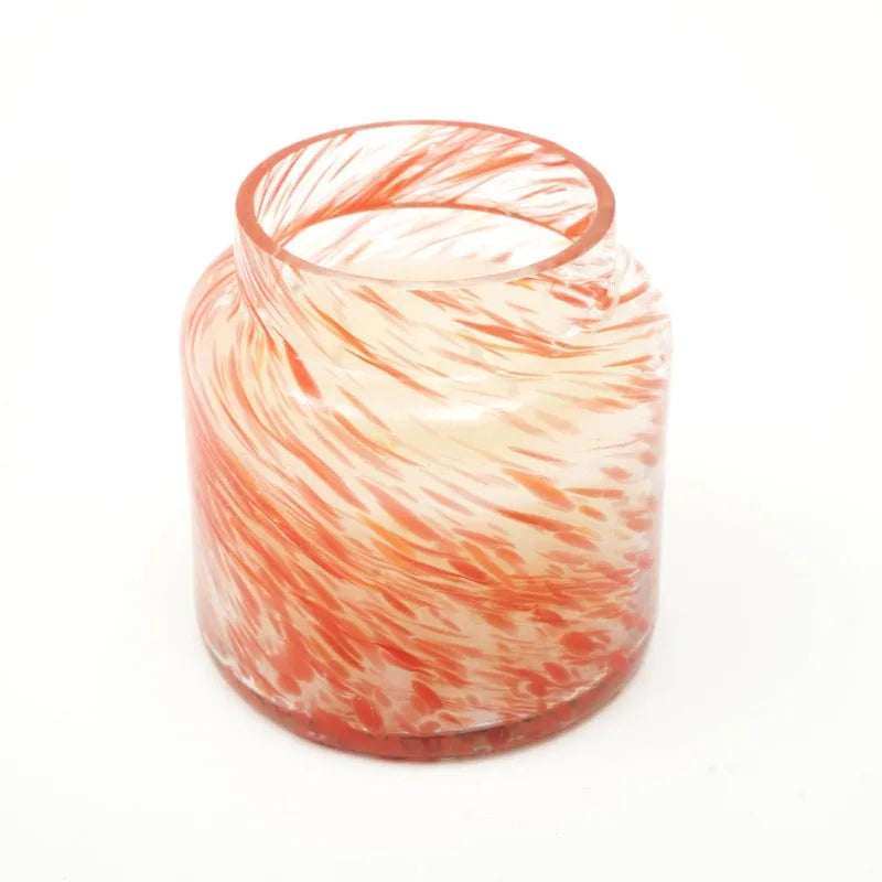 Dreamy orange scented handmade blown glass candle holder