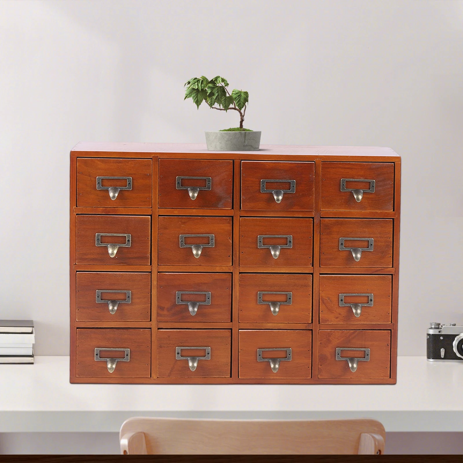 Wooden Vintage Apothecary Cabinet with 16 Drawers, Home Office & Dresser Organization and Storage