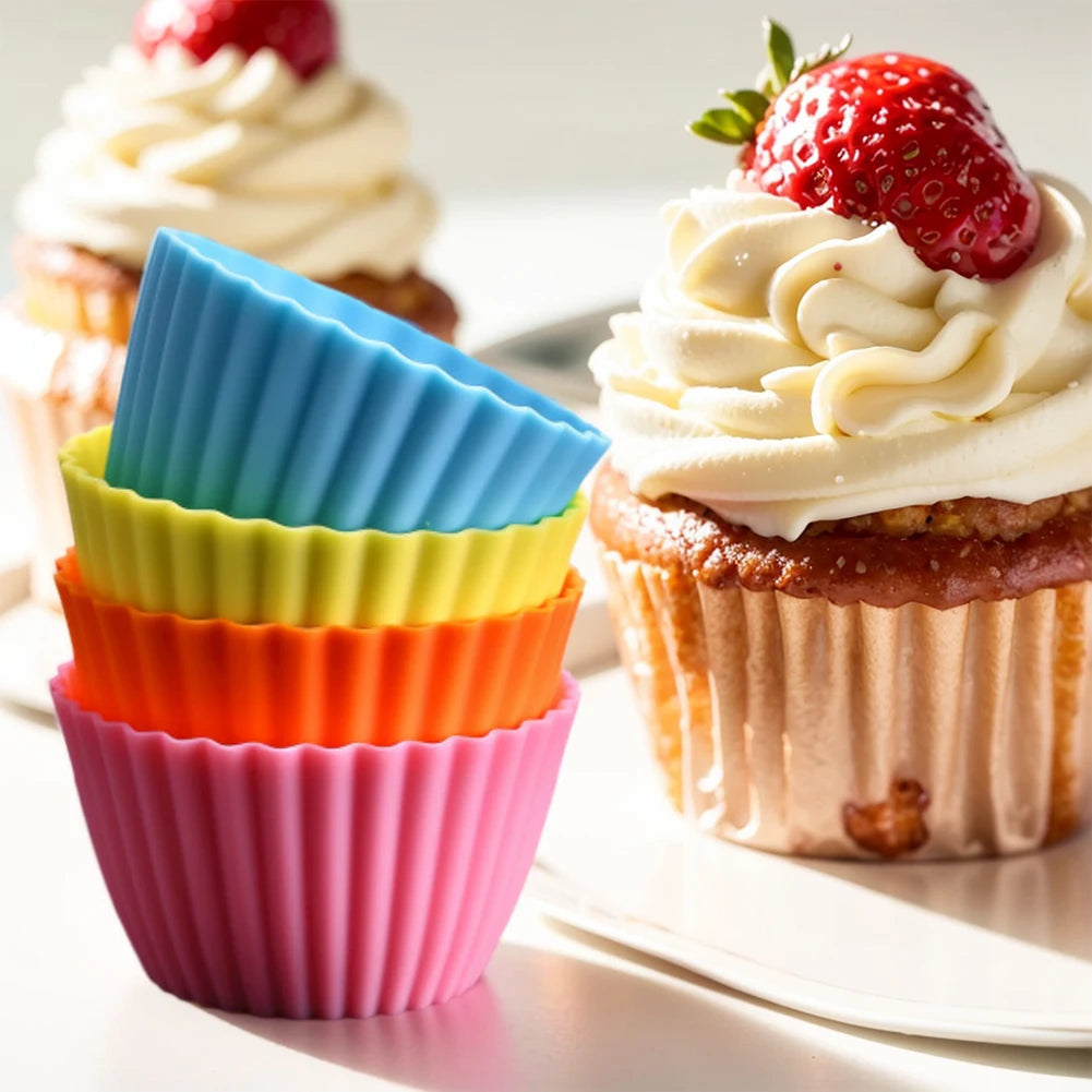 12 Pcs  Reusable Silicone Cupcake/Ramekin Liners
