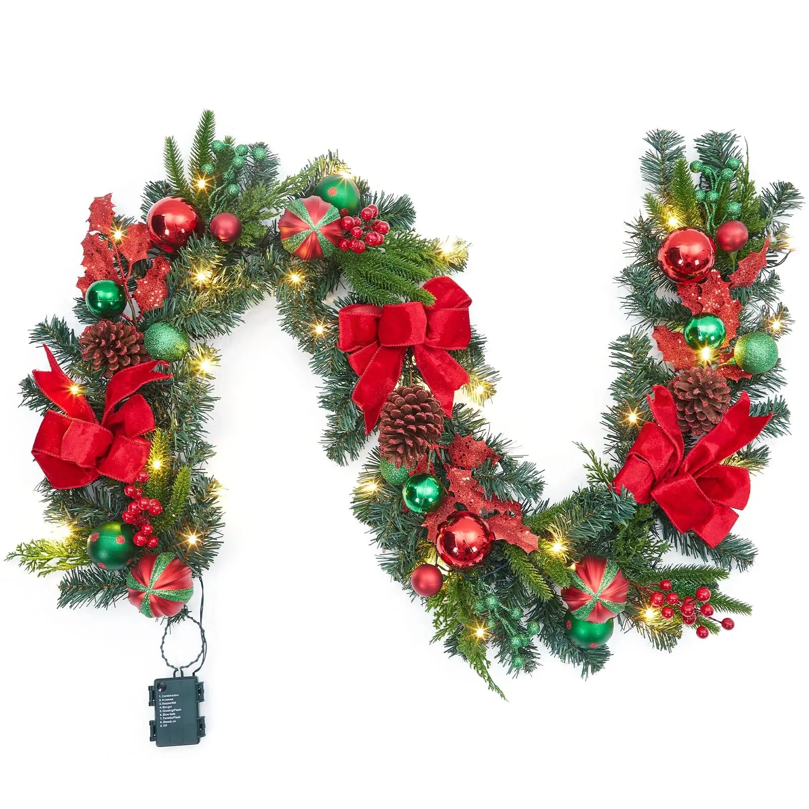 6 Feet Battery Operated Christmas Garland with Lights for Mantle