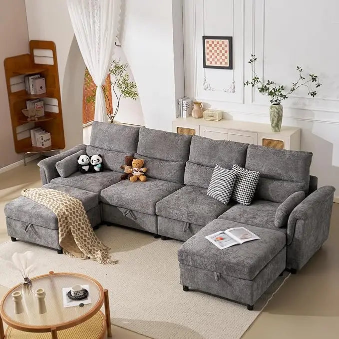 133'' Modular Oversized Sectional Sofa with Storage Ottoman