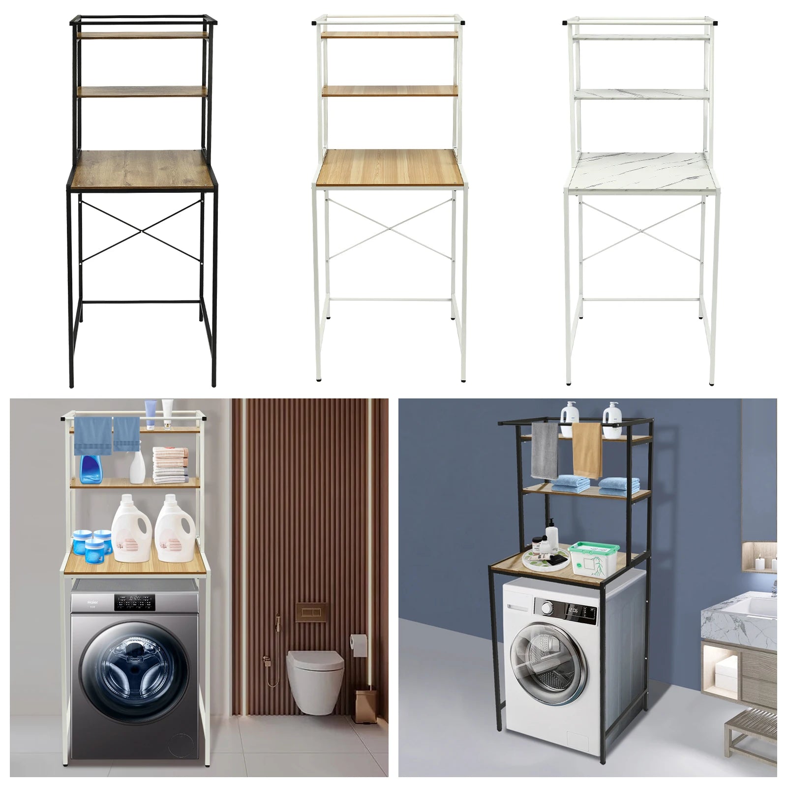 3-Tier, Space-Saving, Standing Washer and Dryer Storage Shelf