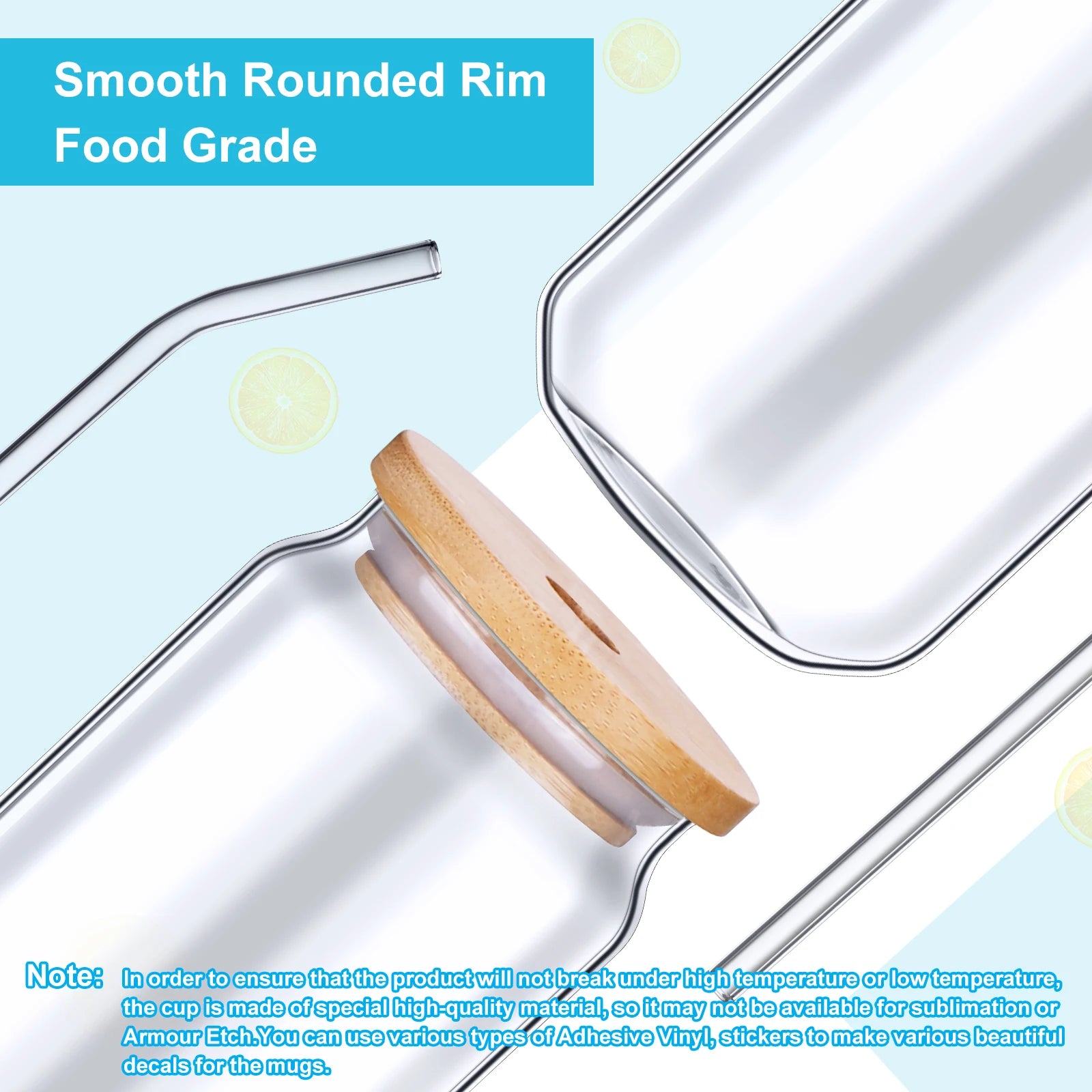 Can Shaped Glasses with Glass Straw, Bamboo Lid, Heat Resistant