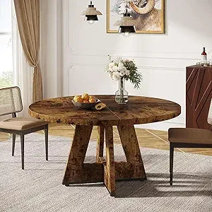 47 Inch Rustic Round Dinner Table for 4