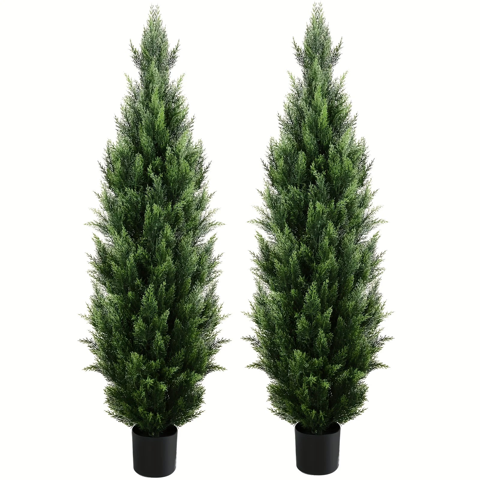 2Pcs Faux Cedar Christmas Tree 59" - UV Rated Artificial Decor