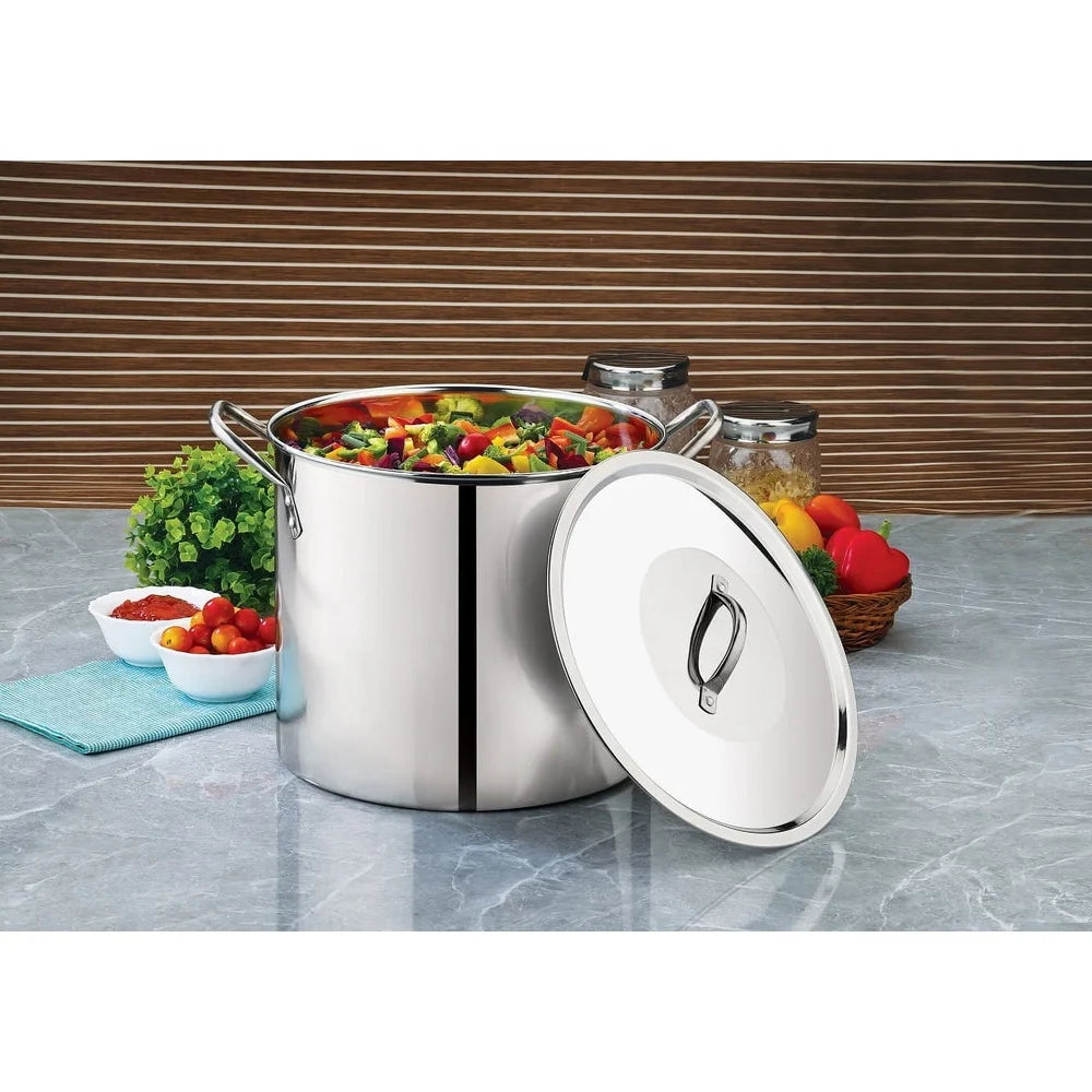 12 Quart Stainless Steel, Heavy Duty Stock Pot with Lid and Stay Cool Handles
