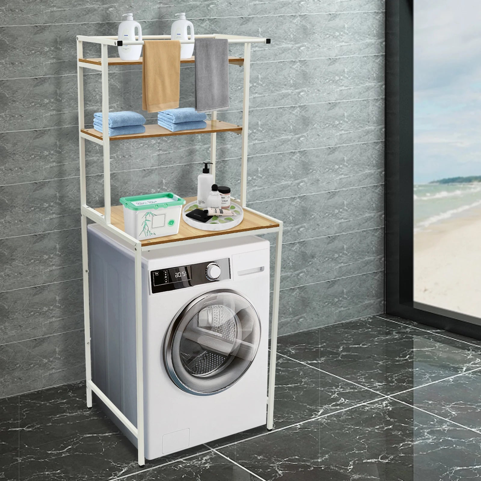 3-Tier, Space-Saving, Standing Washer and Dryer Storage Shelf