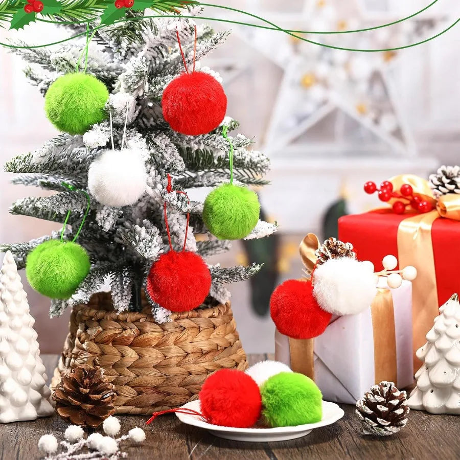 Gejoy 12 Pcs Ball Ornaments for Xmas Tree Red Green White Christmas Hanging Decorations