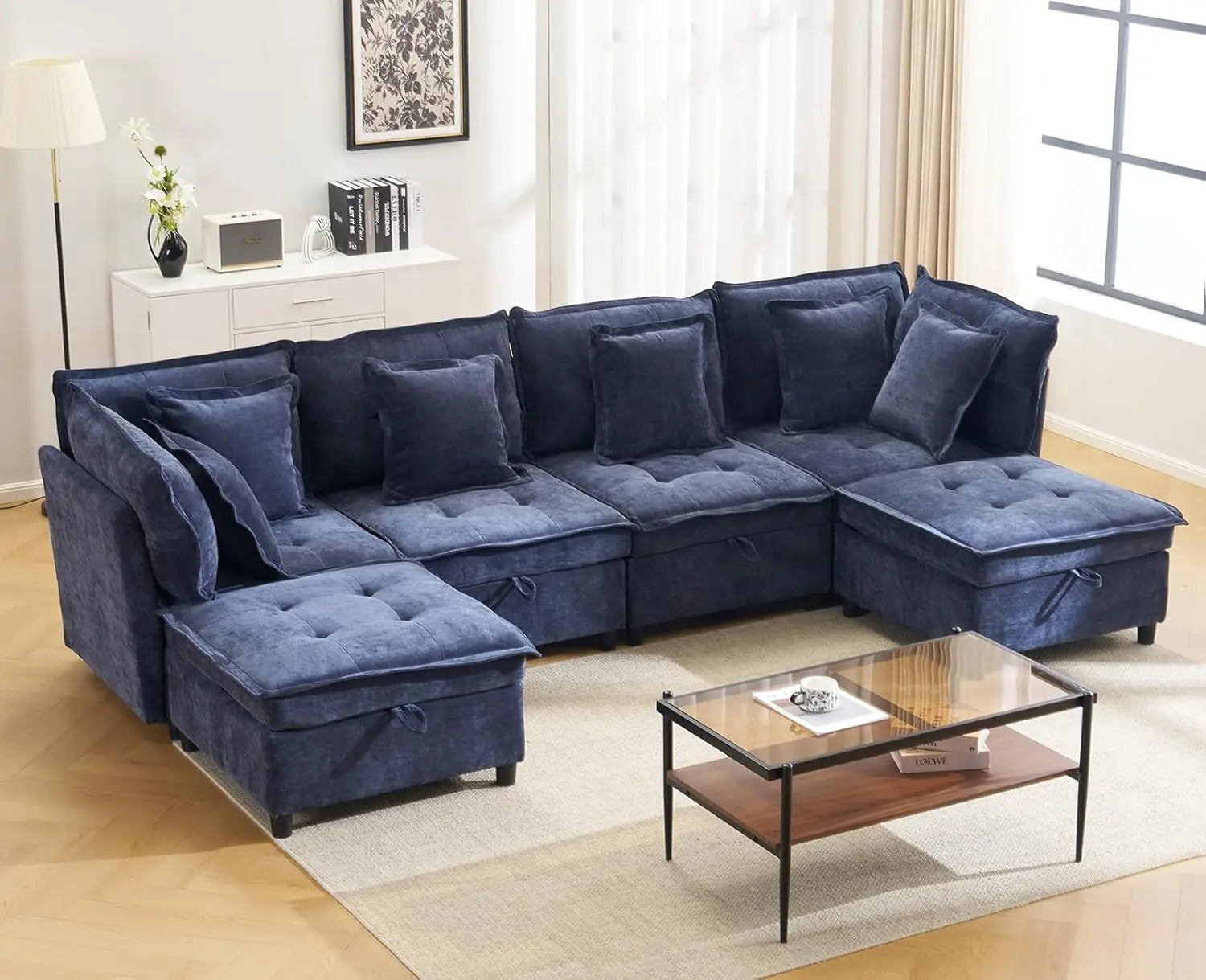 133'' Modular Oversized Sectional Sofa with Storage Ottoman