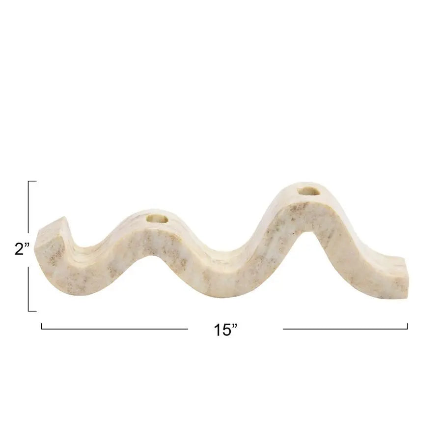 Marble Wave Double Taper Candle Holder, Beige