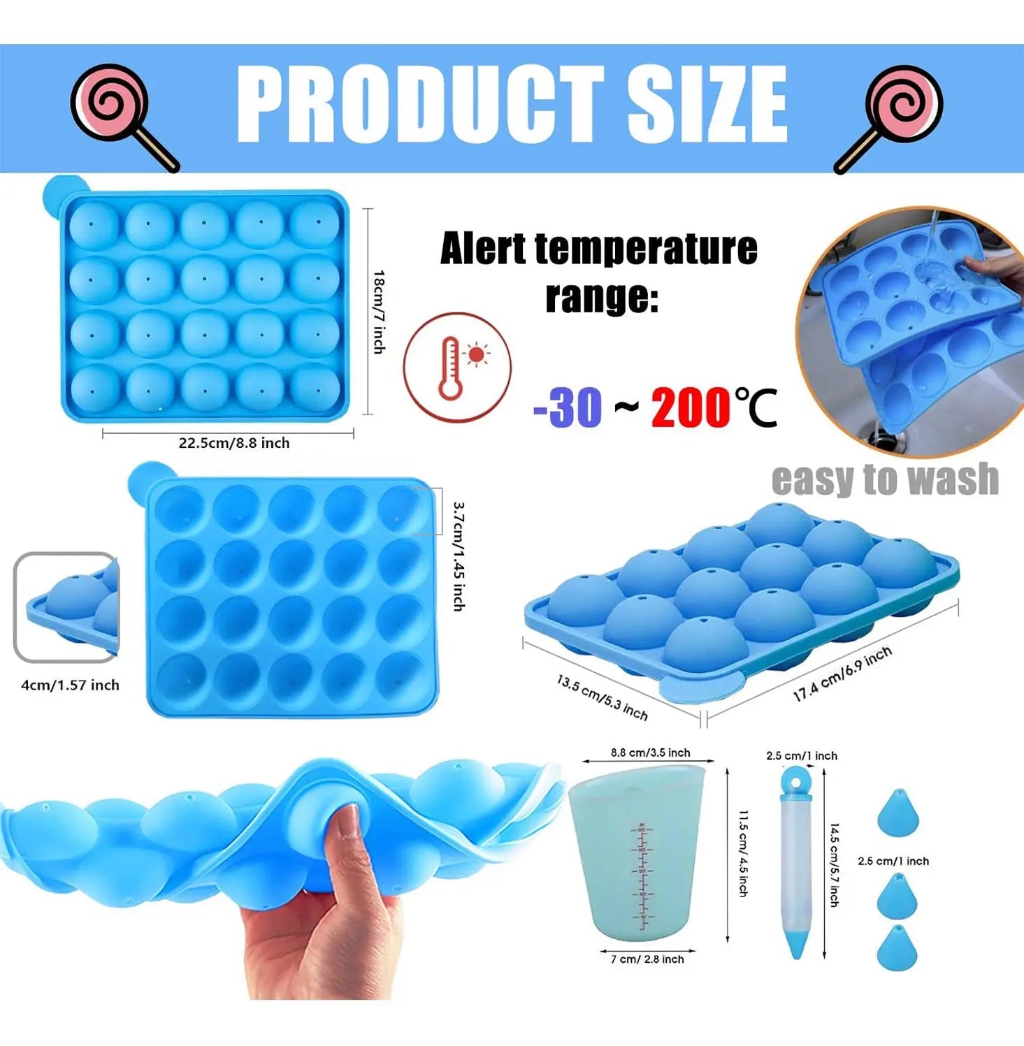 Silicone Cake Pop- Lollipop Molds  with 3 Tier Display Stand | Chocolate Candy Melting Pot