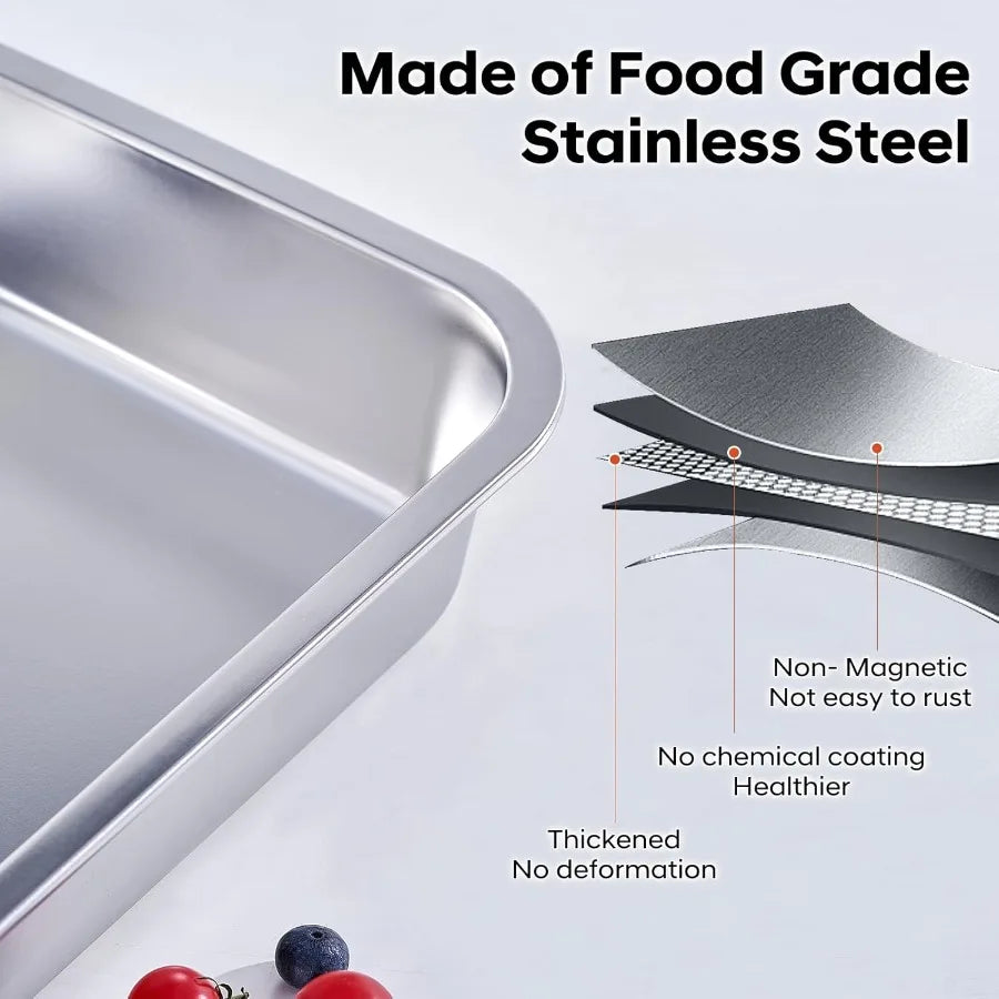 4 Inch Extra Deep Baking Pan with Lid, Stainless Steel, Nonstick