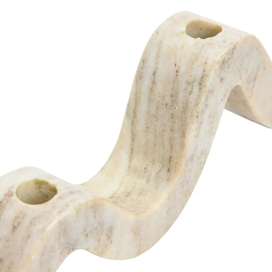 Marble Wave Double Taper Candle Holder, Beige
