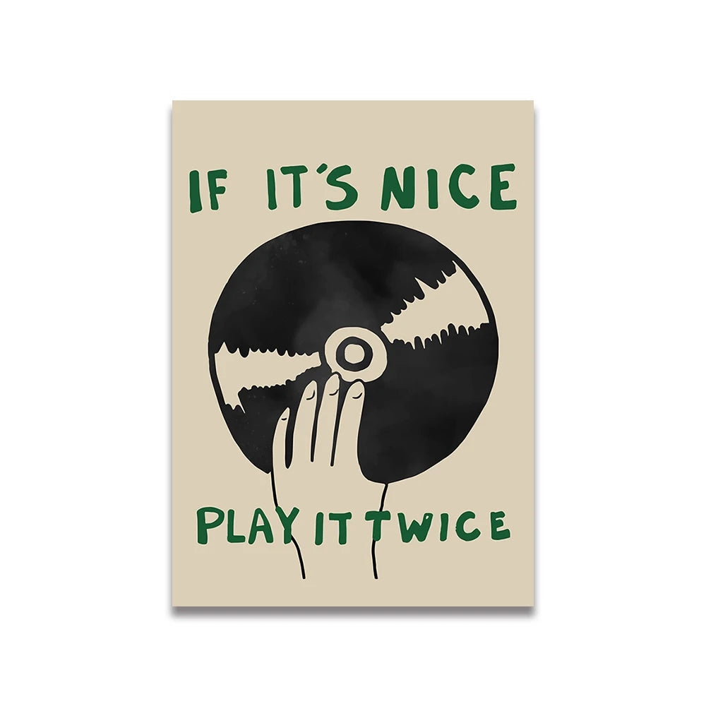 Simplicity Vintage Pink Cartoon Print Canvas Wall Art