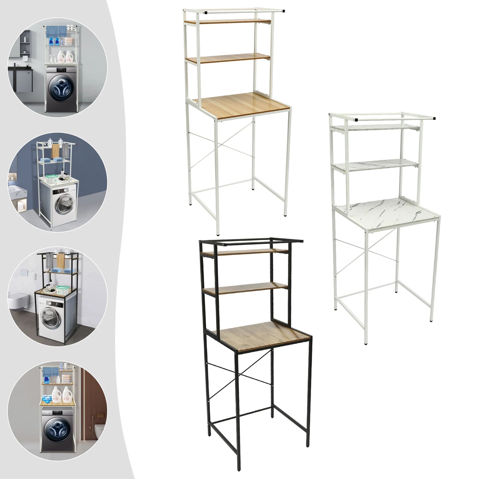3-Tier, Space-Saving, Standing Washer and Dryer Storage Shelf