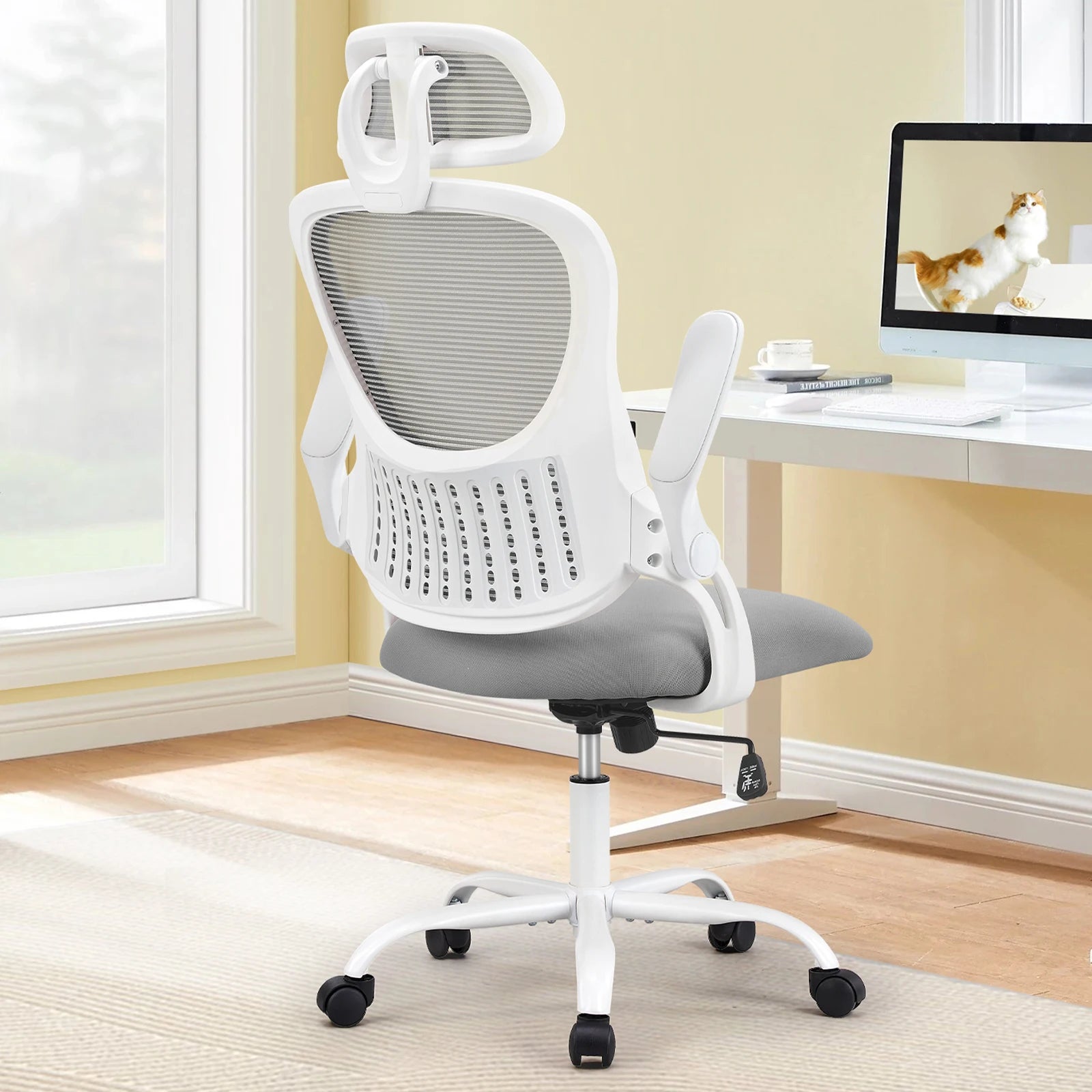 JHK Mesh Ergonomic Office Computer Desk Chair with Flip-up Arms & Adjustable Headrests