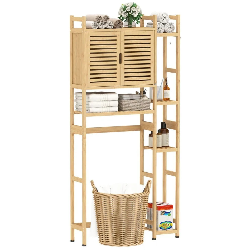 Bamboo Over The Toilet Bathroom  Storage Rack Space Saver 4 Tier Shelves