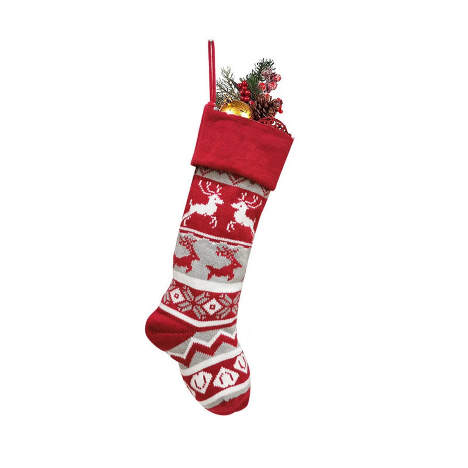 Christmas Decorations Wool Socks Red And Gray Elk Knitted Socks/ Children's Gift Bags