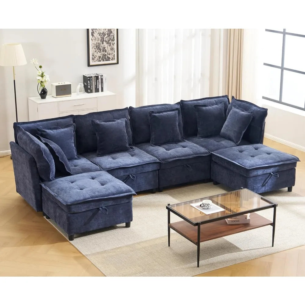 133'' Modular Oversized Sectional Sofa with Storage Ottoman