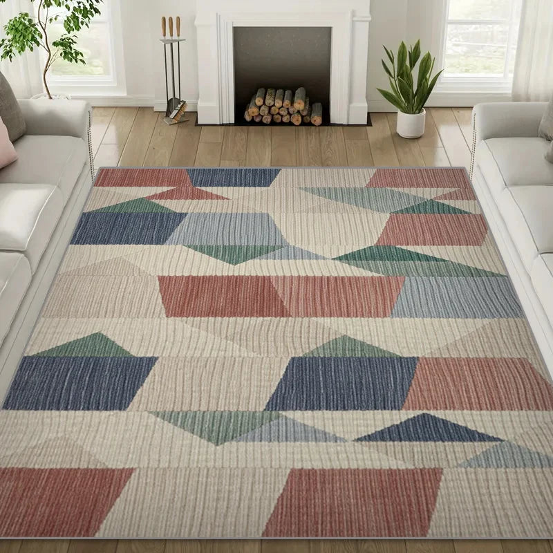 Nordic Minimalist Geometric Color Block Carpet - Anti-Slip Mat Easy to Clean And Maintain