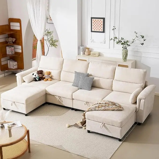 133'' Modular Oversized Sectional Sofa with Storage Ottoman