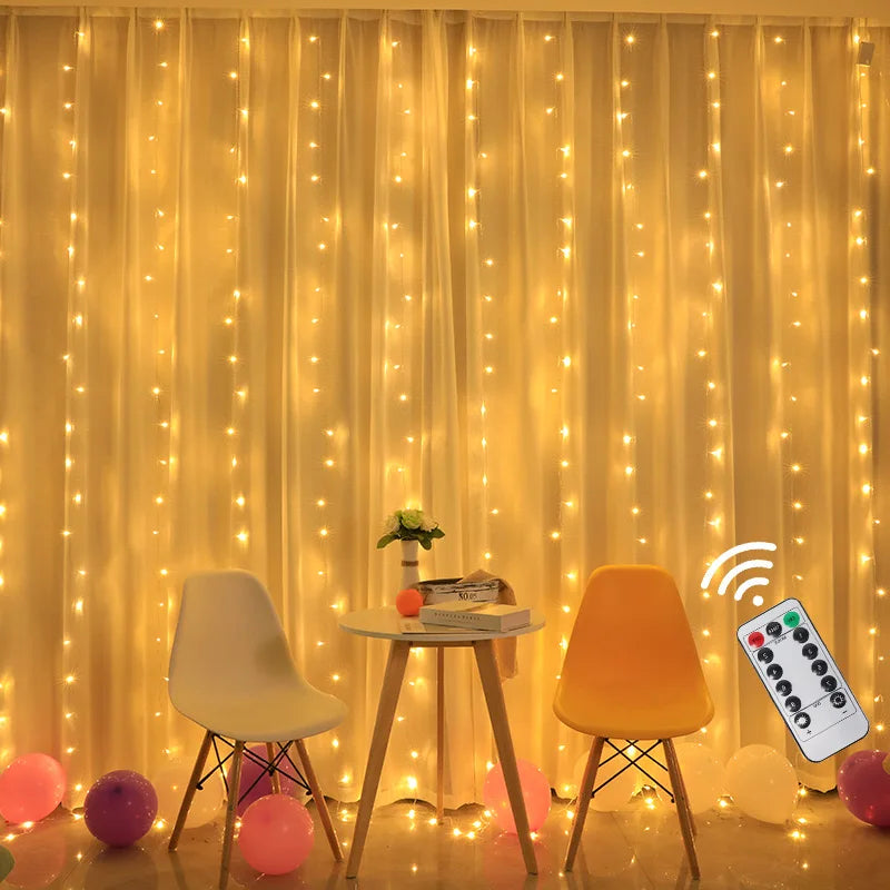 Curtain Light for Party/Wedding/Festival/Christmas,Window Blinking String Light for Bedroom/Living Room,USB Plug with 8 Modes