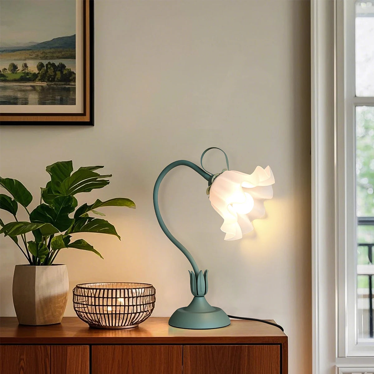 Vintage flower lamp,  (color: green)E26LED lighting, adjustable direction